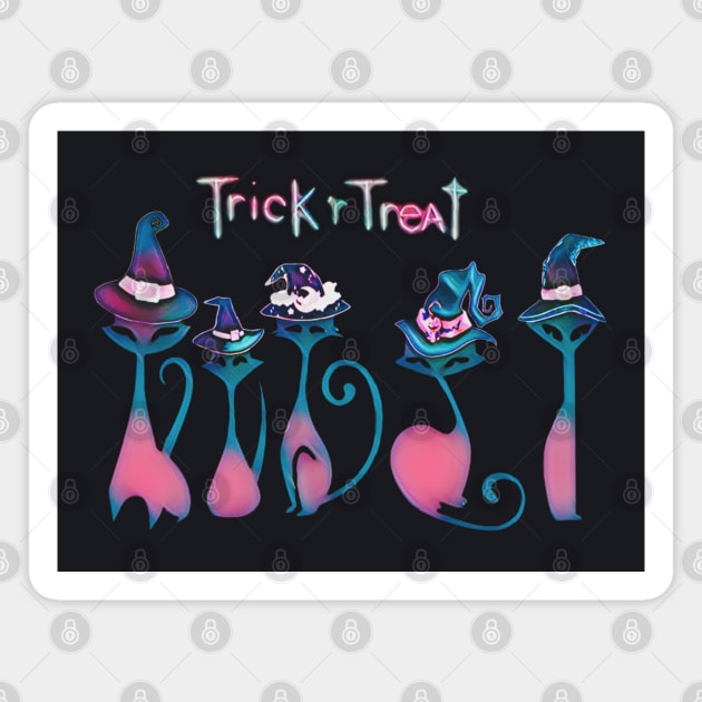 Trick R Treat! Vintage Witch Cats Magnet by Black Cat Alley